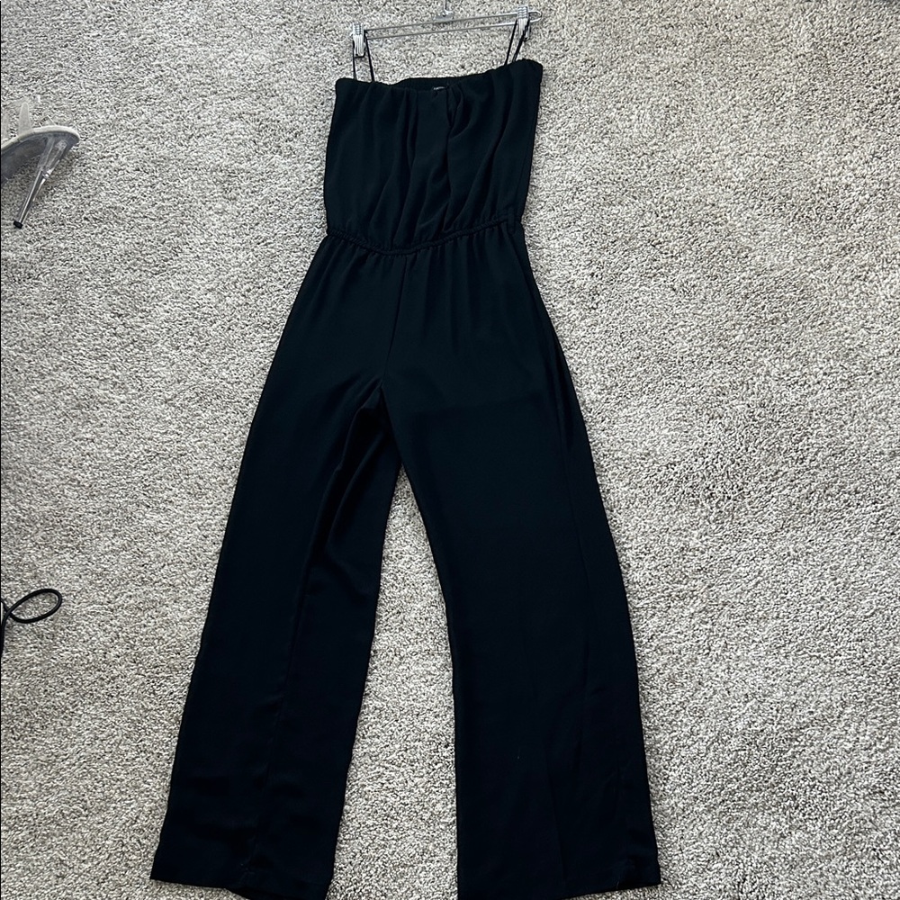 Forever 21 Black Strapless Wide-Leg Jumpsuit